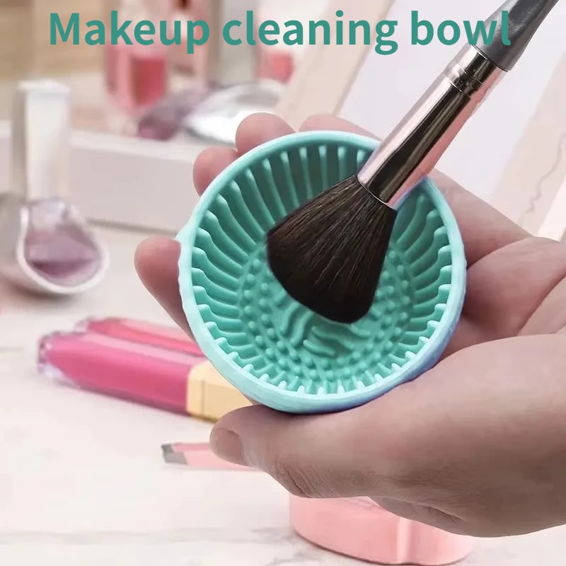 Beauty Makeup Brushes - Weiche Silikon-Make-up-Pinsel-Reinigungsschale mit faltbarem Puderquaste und