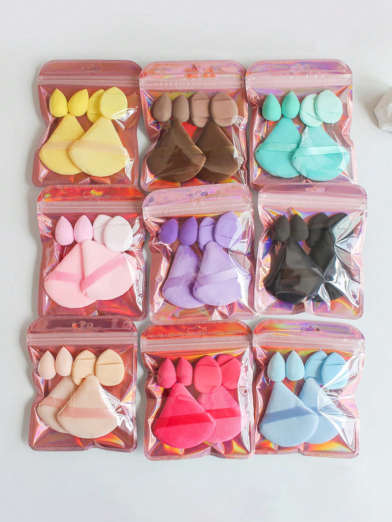 Beauty Makeup Egg - 6-teiliges Laser-Taschen-Set mit dreieckigen Puderquasten, Beauty-Ei-Set,
