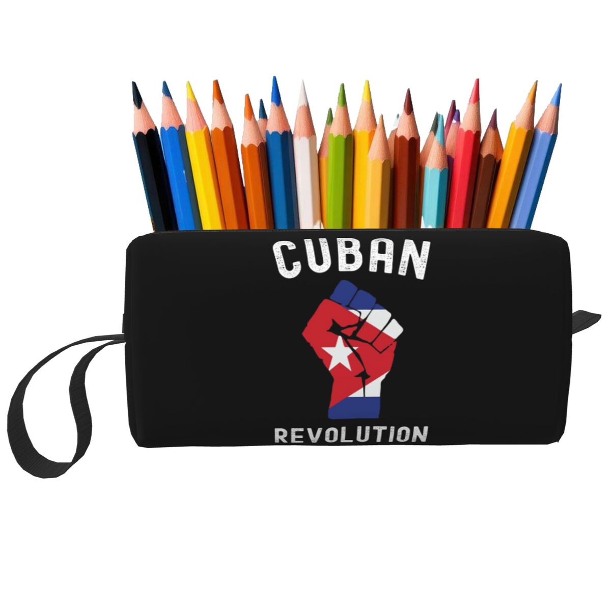 Beauty Revolution Makeup - Kubanische Revolutions-Kosmetiktasche mit kubanischem Flaggen-Design, Vintage-Make-up-Tasche,