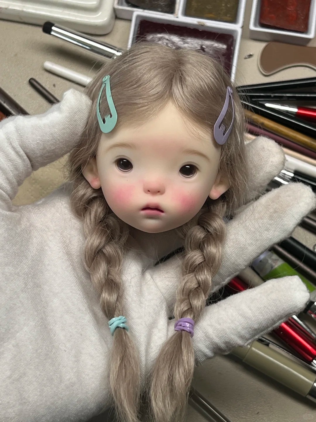 Beauty Makeup Girl - SD BJD Puppe 1/6 Landoudou Kopf
