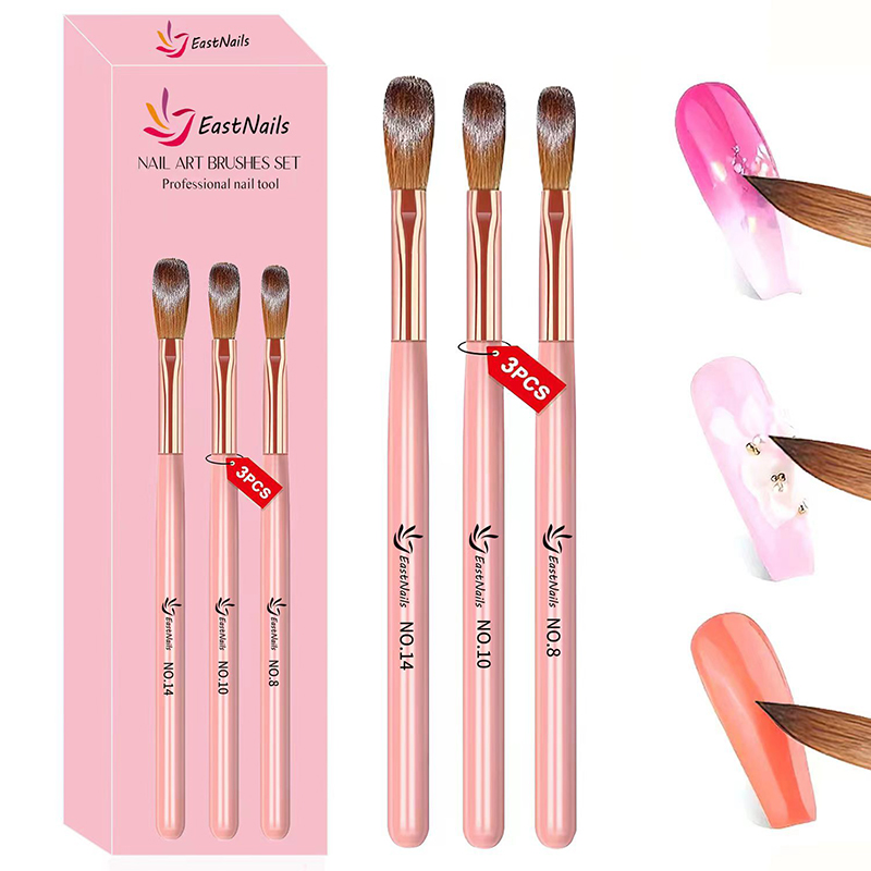 Blush Brush Kabuki - 【3 Stück Acryl-Nagelpinsel # 8/10/14 Professionelle