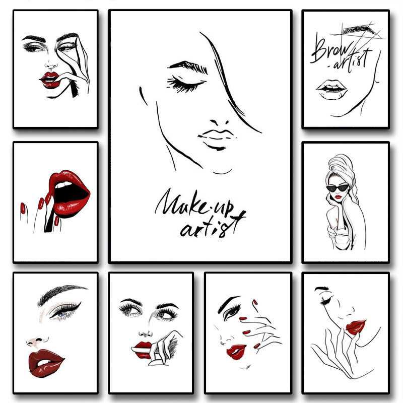 Beauty Makeup Hd - Mode-Make-up-Poster Sexy Schönheitsfrau Zitate Wandkunst Nordische