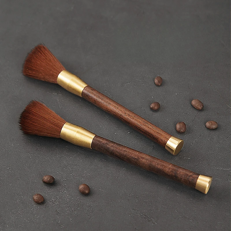 Blush Brush Kabuki - 1/2 Stück Kaffeemühlen-Reinigungsbürste mit Holzgriff Bohnen-Pulver-Entstauber